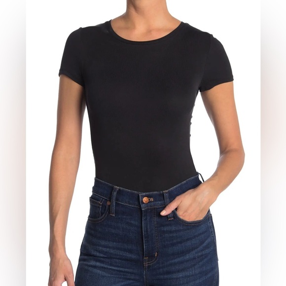 Elodie Ribbed Short Sleeve Bodysuit - Picture 1 of 5
